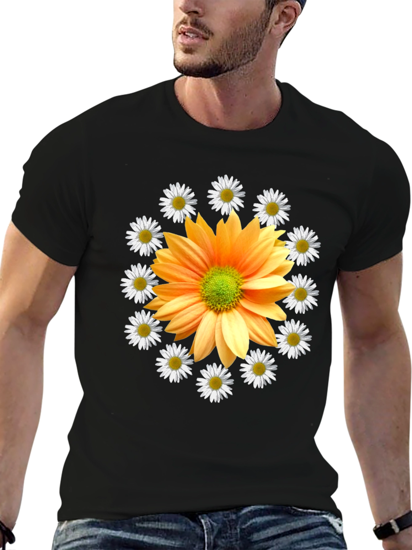 Floral Graphic Tee - Bold Sunflower Design