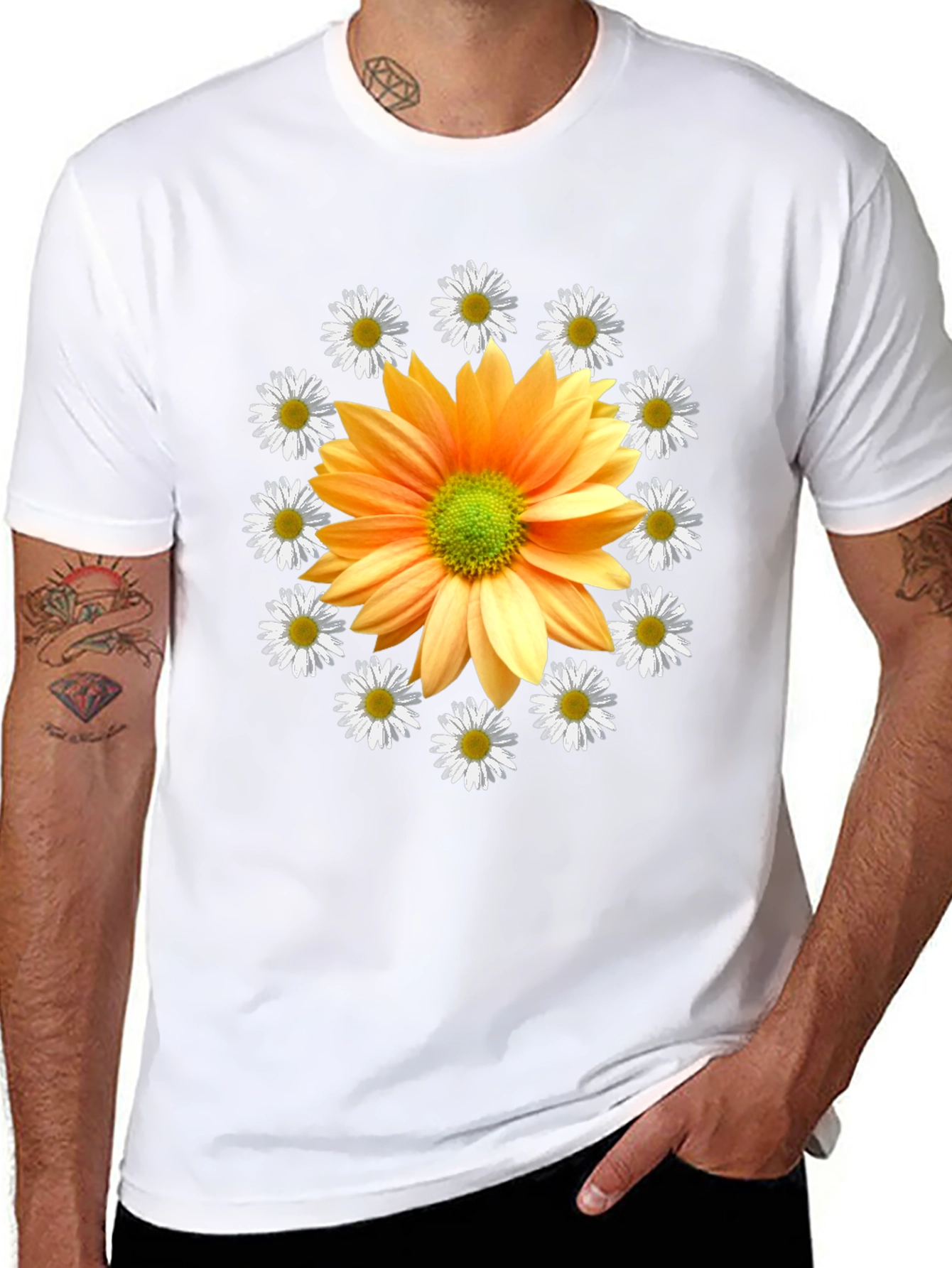 Floral Graphic Tee - Bold Sunflower Design
