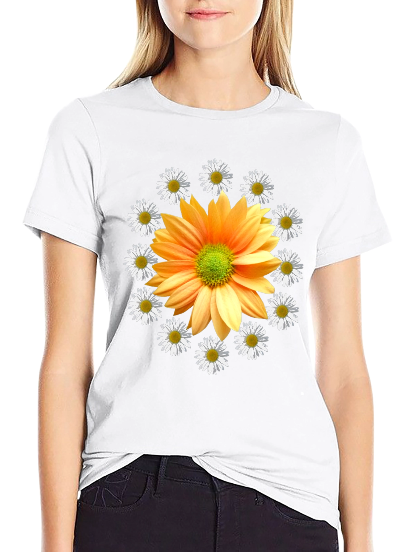 Floral Graphic Tee - Bold Sunflower Design