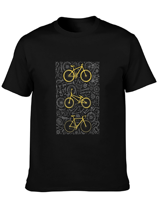 Bicycle Print T-Shirt - Black Cotton Tee