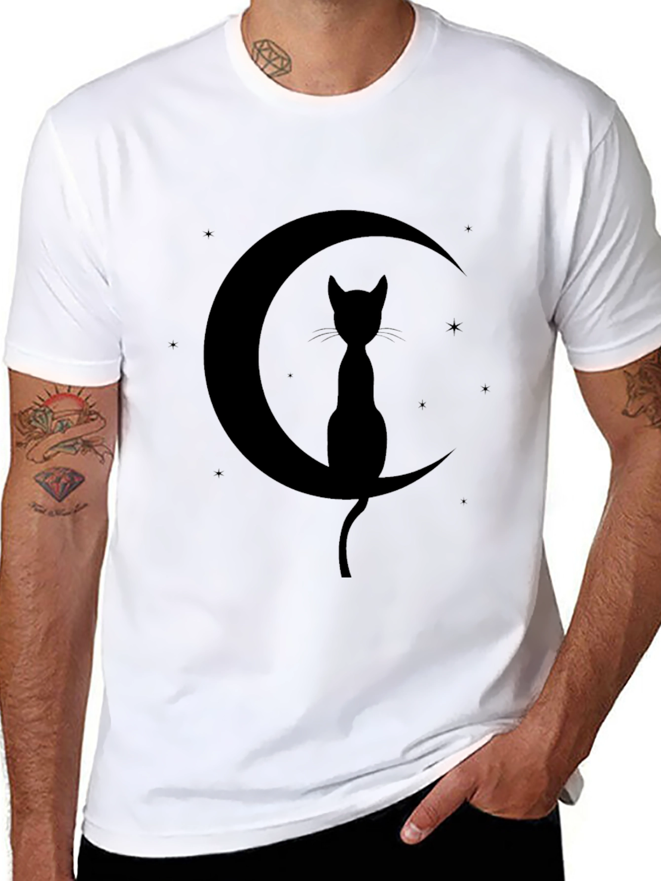 Black Cat Moon Graphic Tee