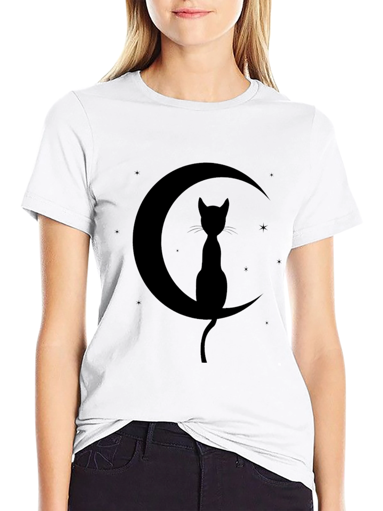 Black Cat Moon Graphic Tee