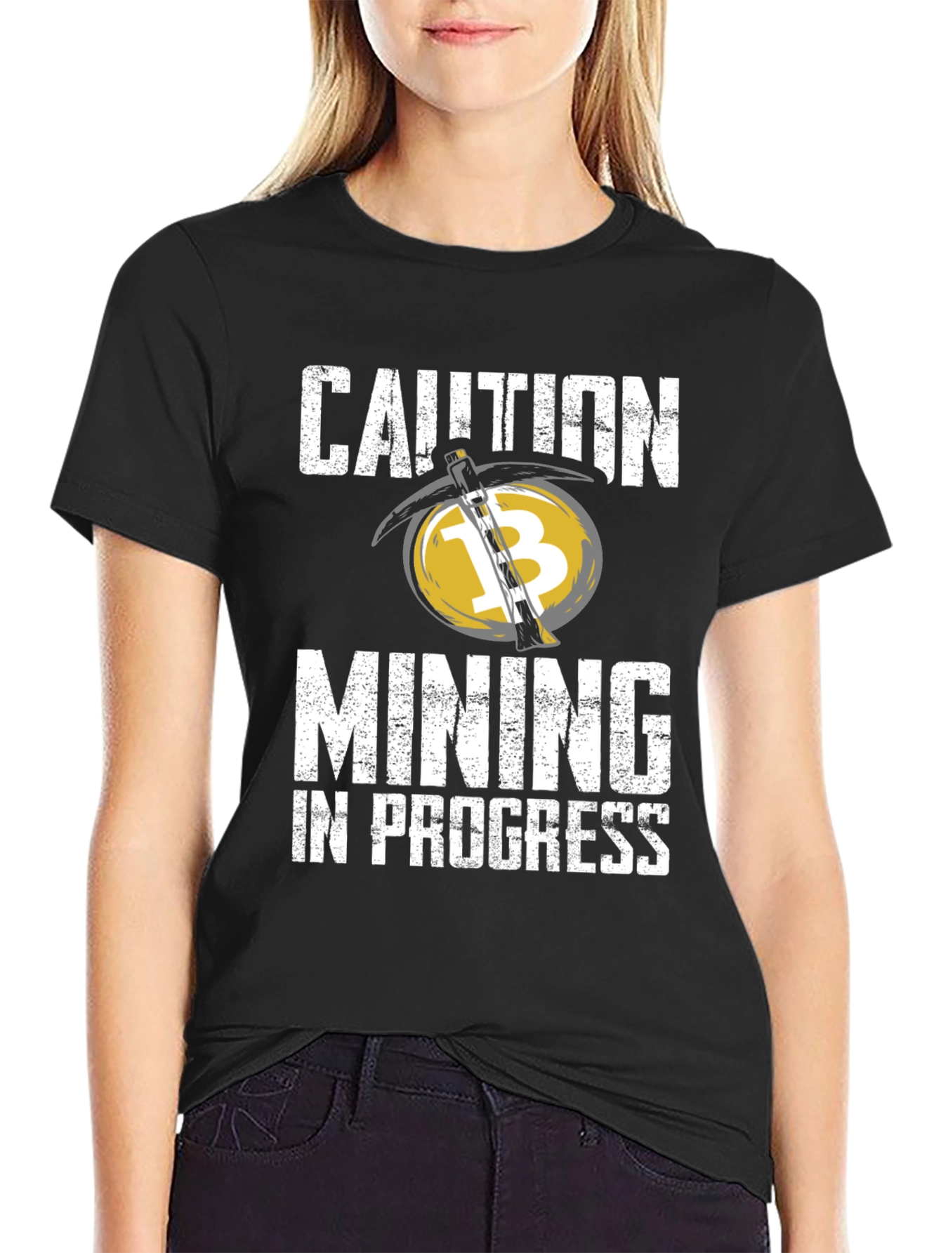 Caution Mining in Progress Black T-Shirt