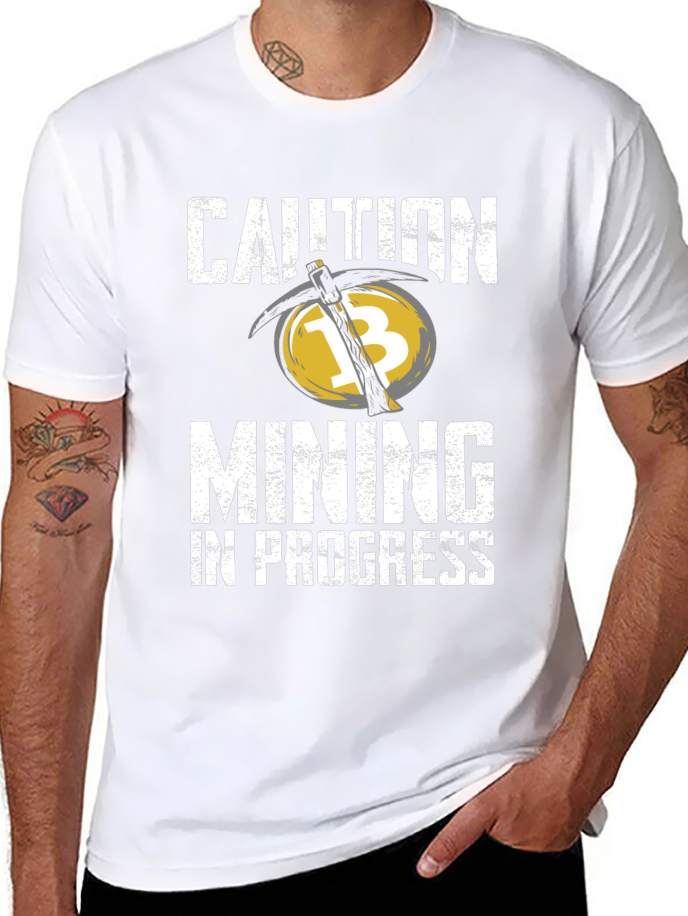 Caution Mining in Progress Black T-Shirt