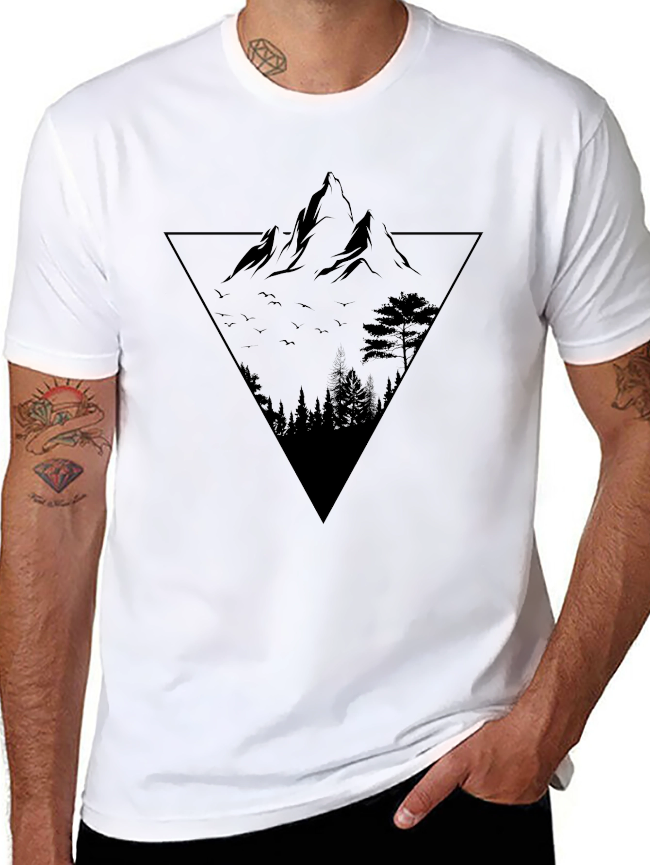 Mountain Peak Triangle Graphic Tee - Black