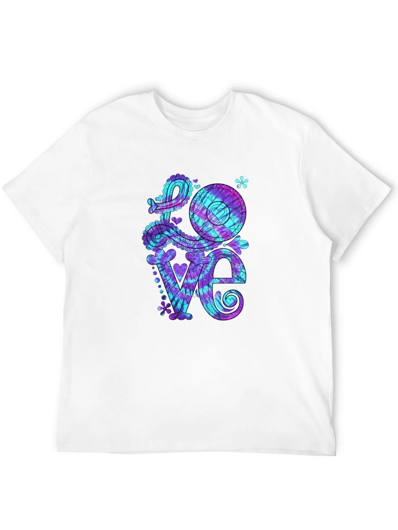 Tie Dye Love Graphic Tee - Mens Black T-Shirt