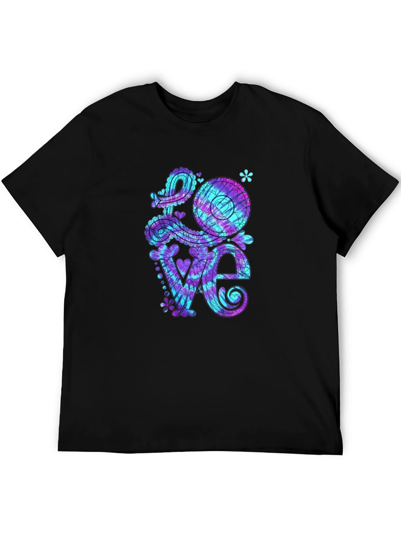 Tie Dye Love Graphic Tee - Mens Black T-Shirt