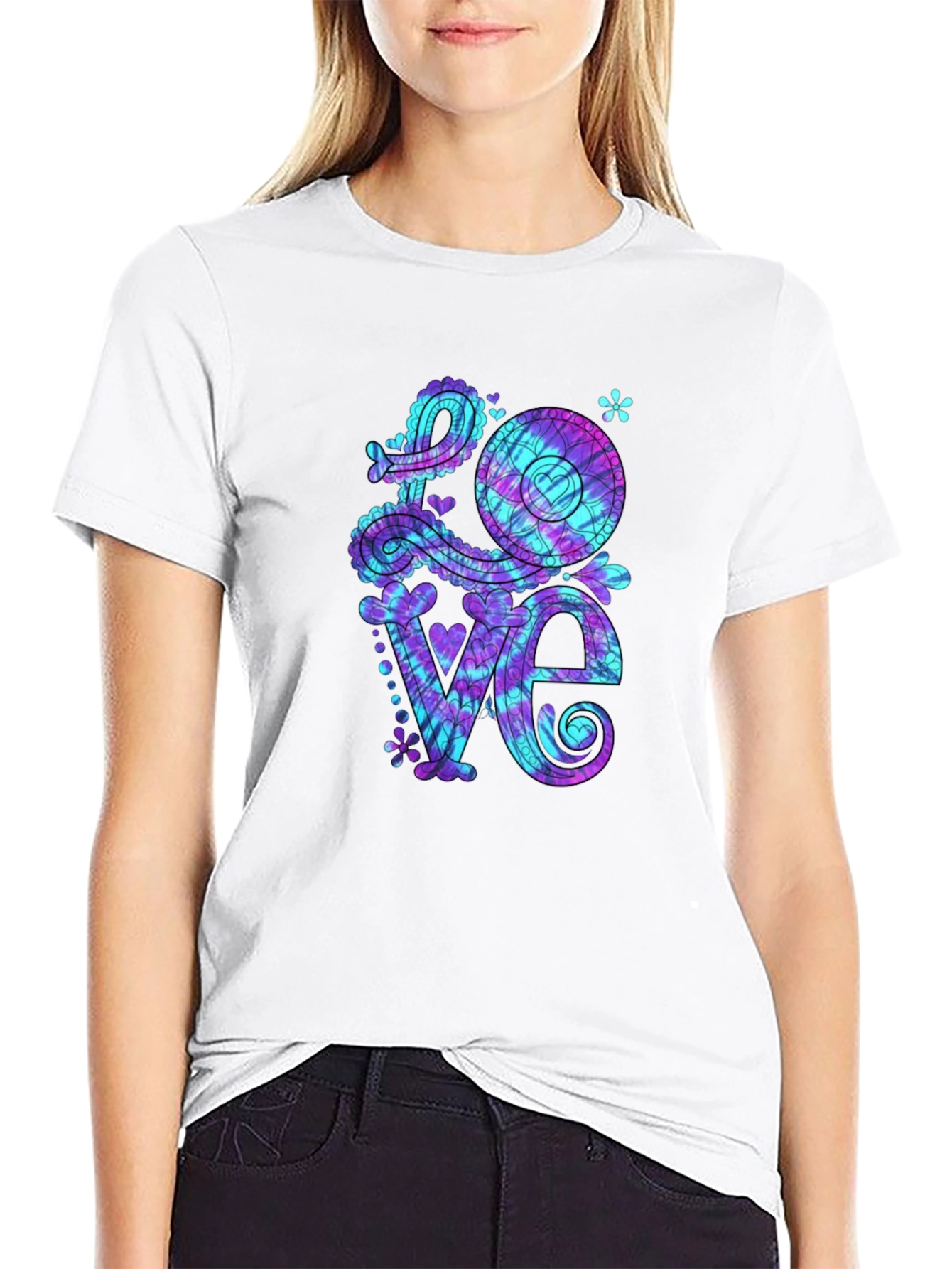 Tie Dye Love Graphic Tee - Mens Black T-Shirt