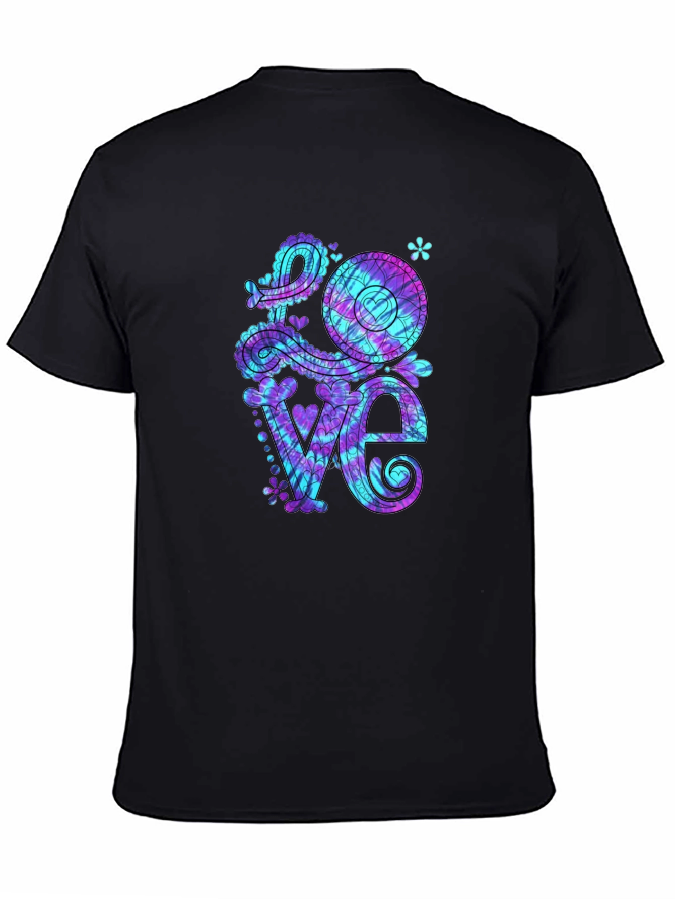 Tie Dye Love Graphic Tee - Mens Black T-Shirt
