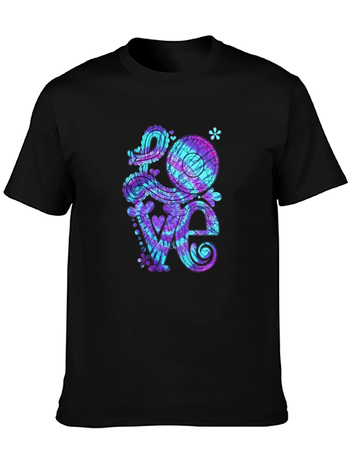 Tie Dye Love Graphic Tee - Mens Black T-Shirt
