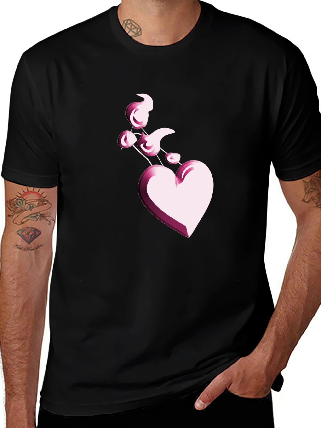 Heart Balloon Black T-Shirt