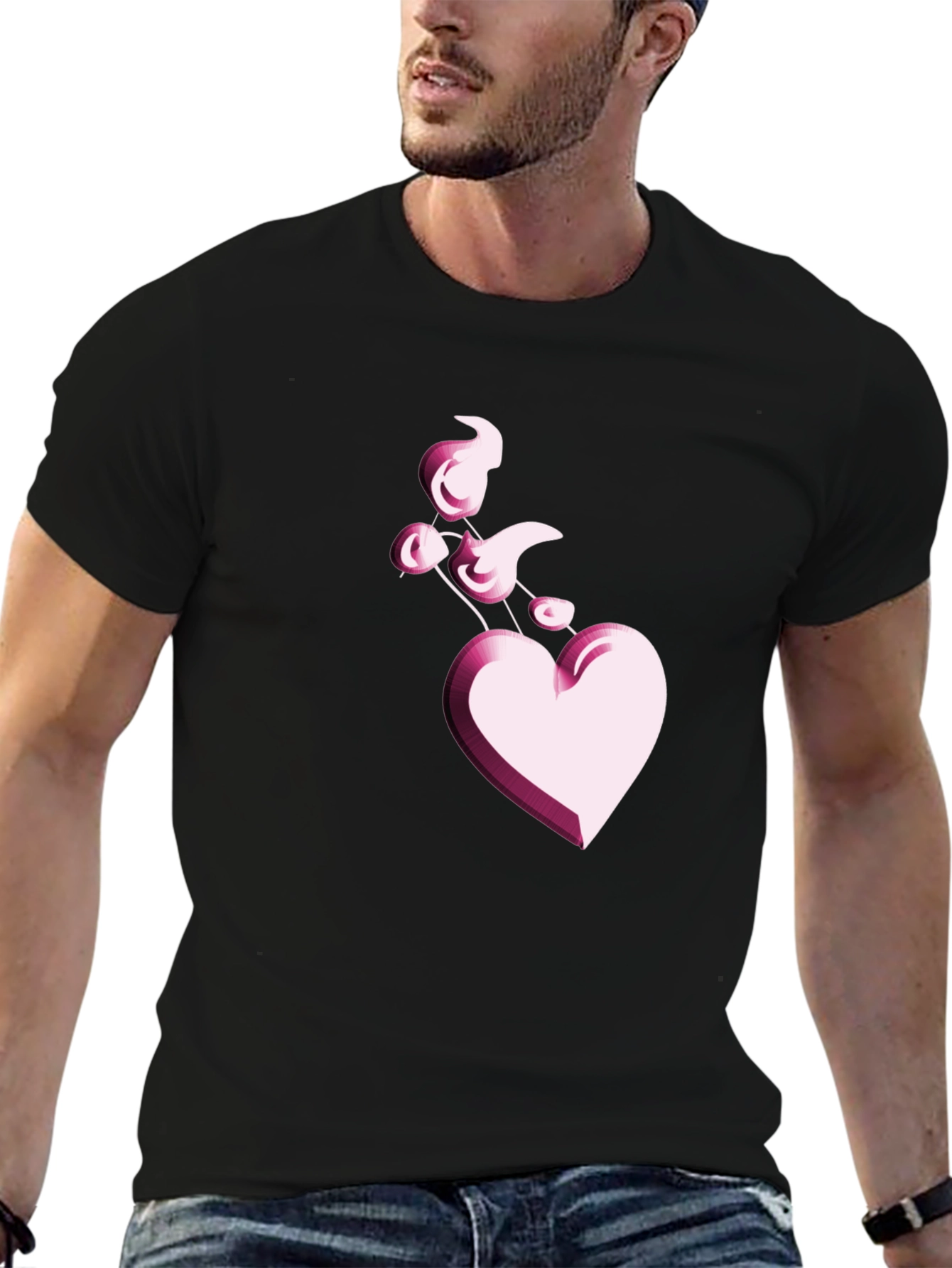 Heart Balloon Black T-Shirt