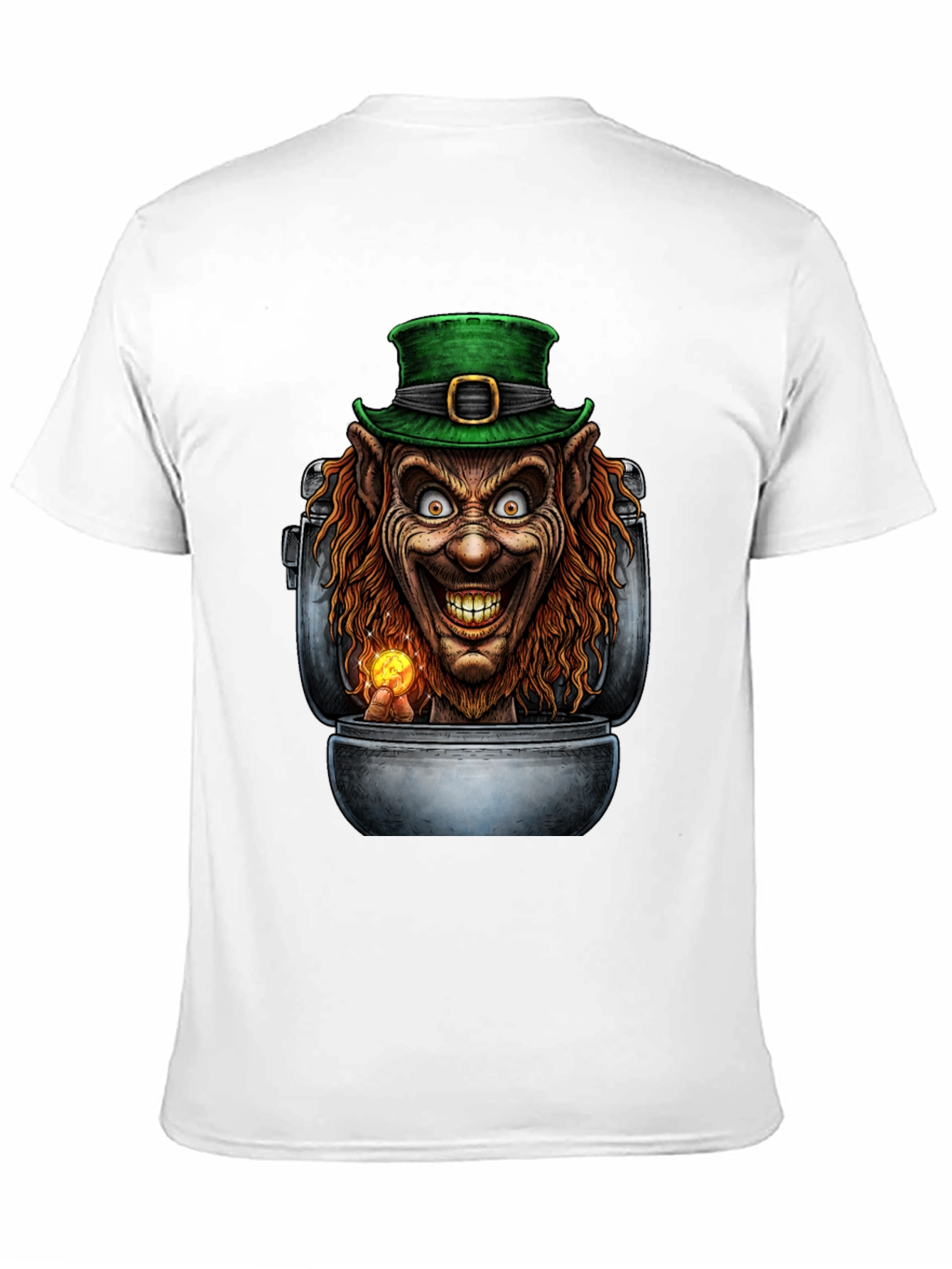 Creepy Leprechaun in Pot of Gold Graphic T-Shirt