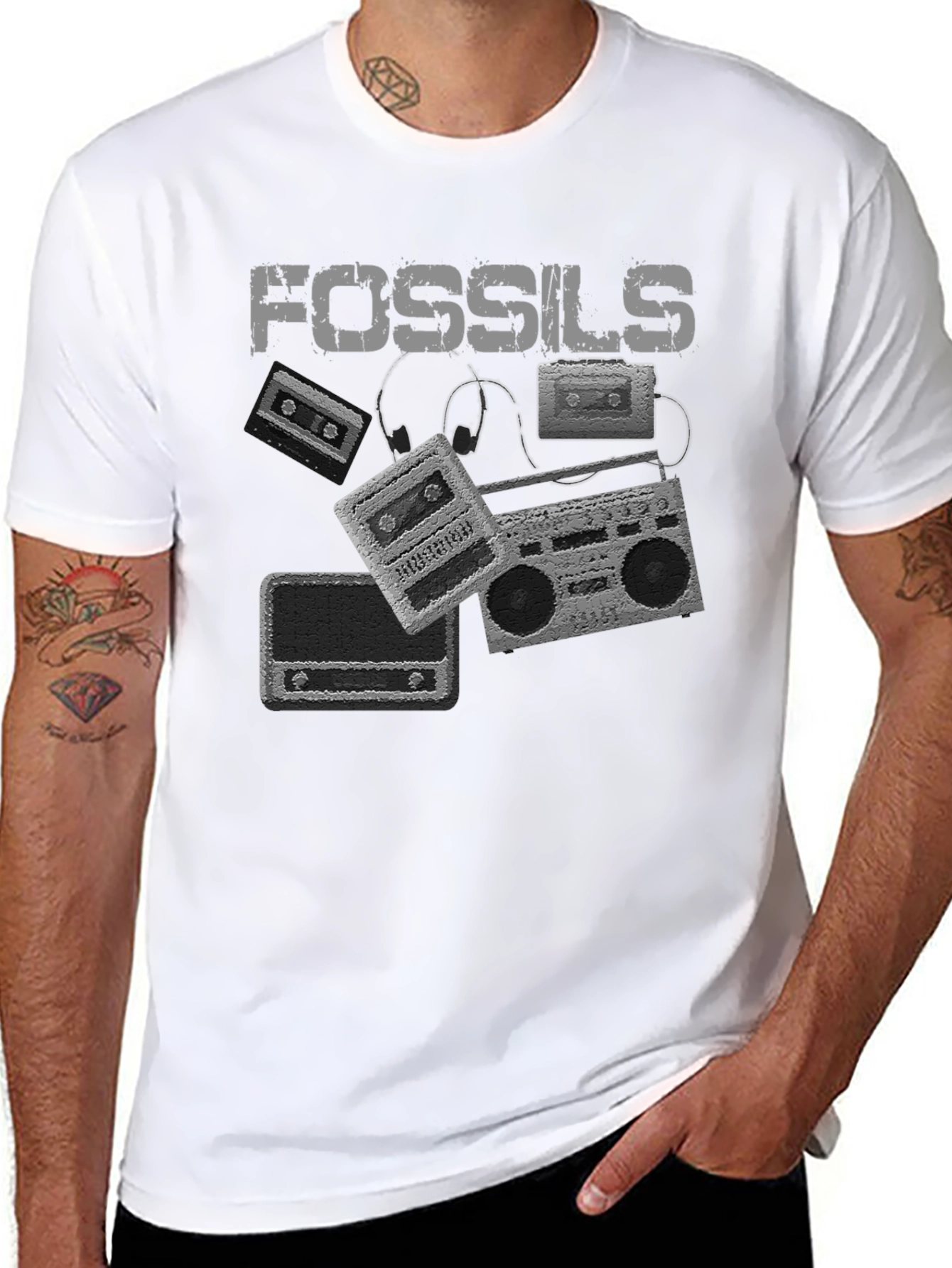 Retro Fossils Cassette Player Graphic Tee