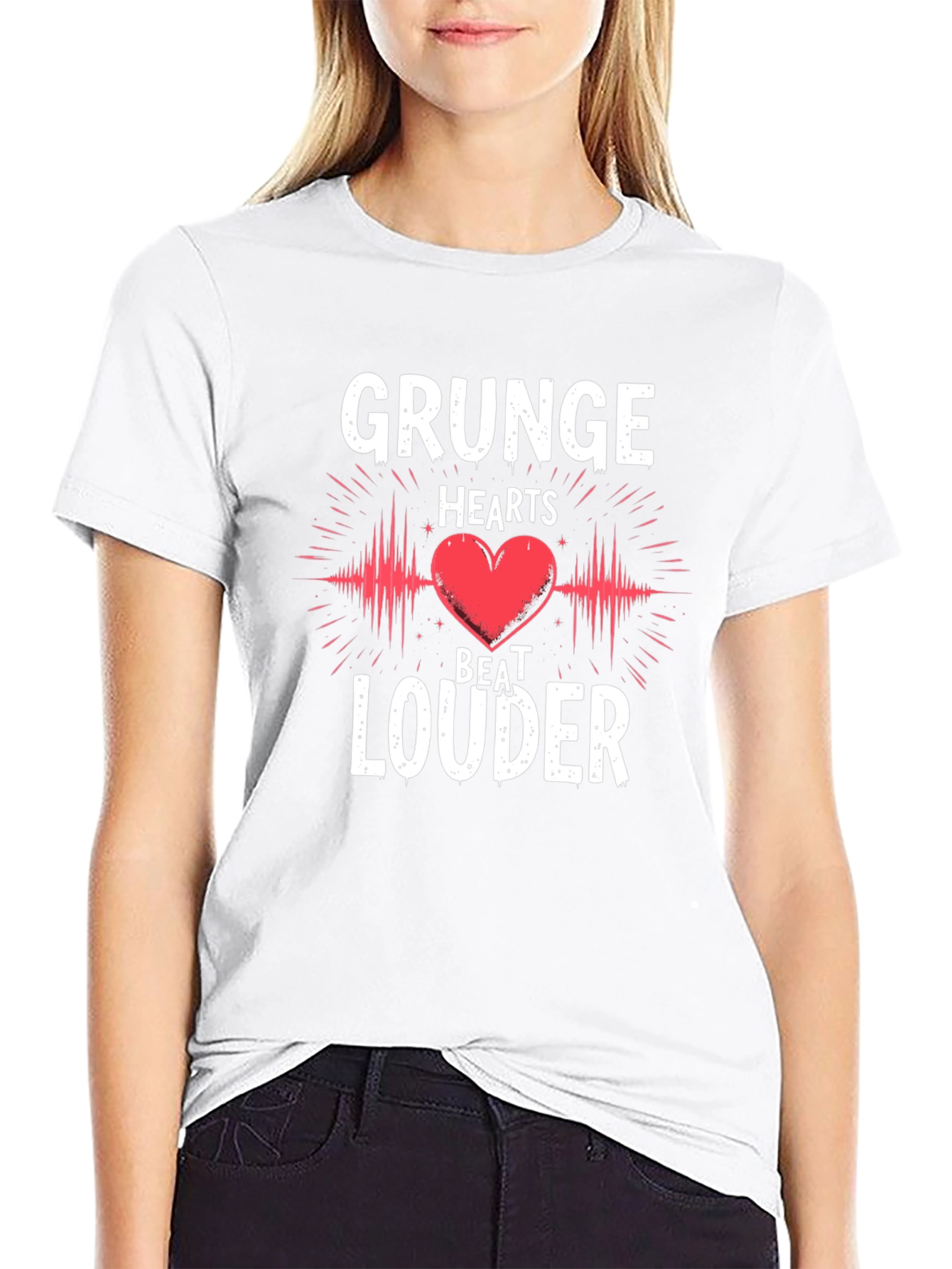 Grunge Hearts Beat Louder Graphic Tee