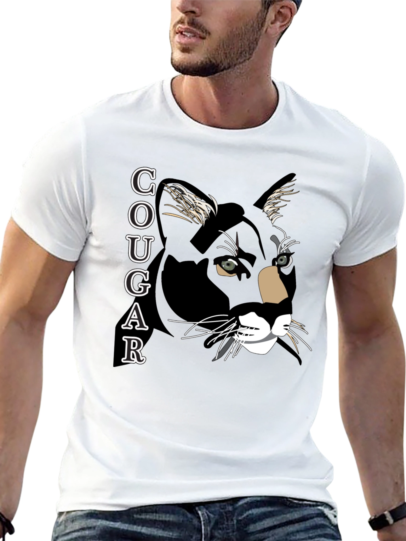 Black Cougar Graphic T-Shirt