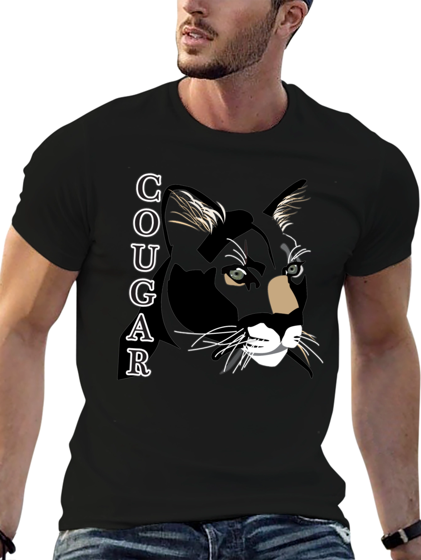 Black Cougar Graphic T-Shirt