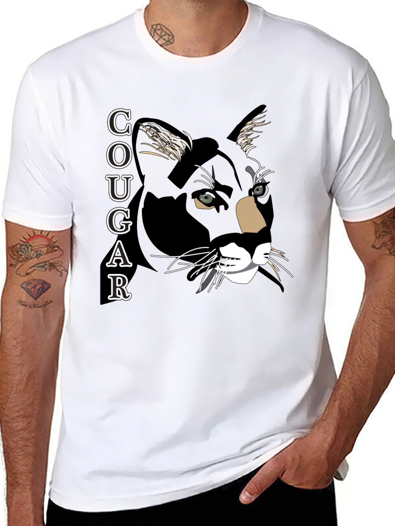 Black Cougar Graphic T-Shirt