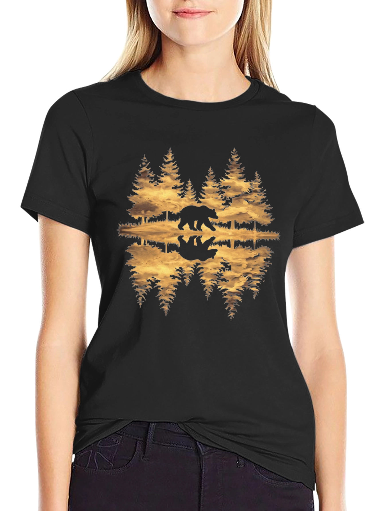 Bear Reflection Graphic Tee - Nature Inspired T-Shirt