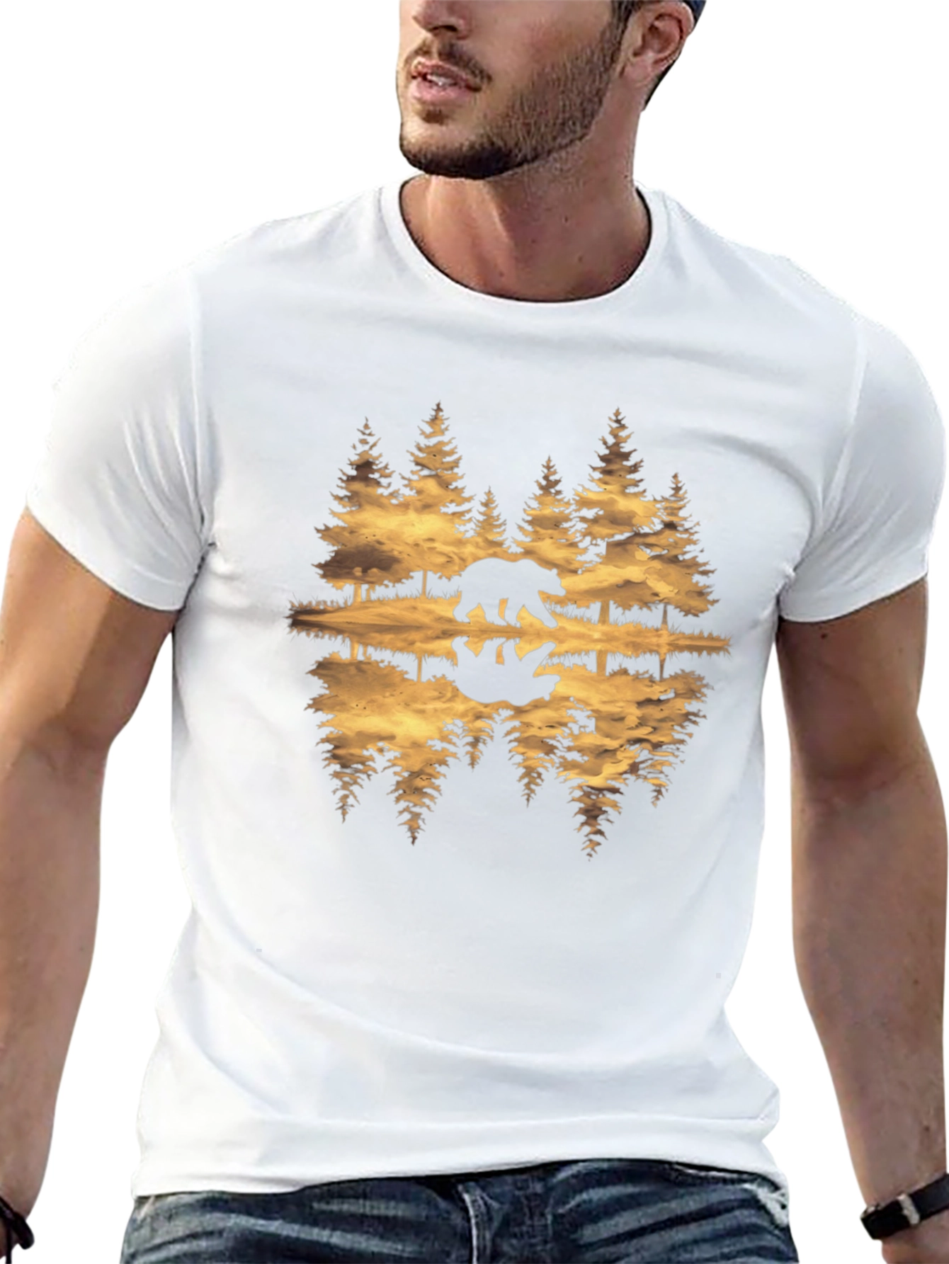 Bear Reflection Graphic Tee - Nature Inspired T-Shirt