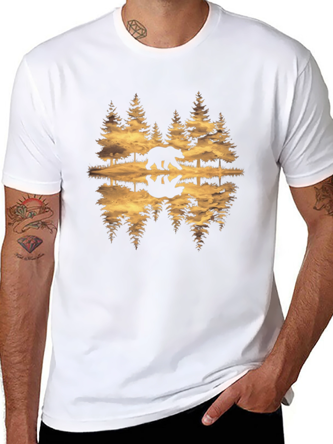 Bear Reflection Graphic Tee - Nature Inspired T-Shirt