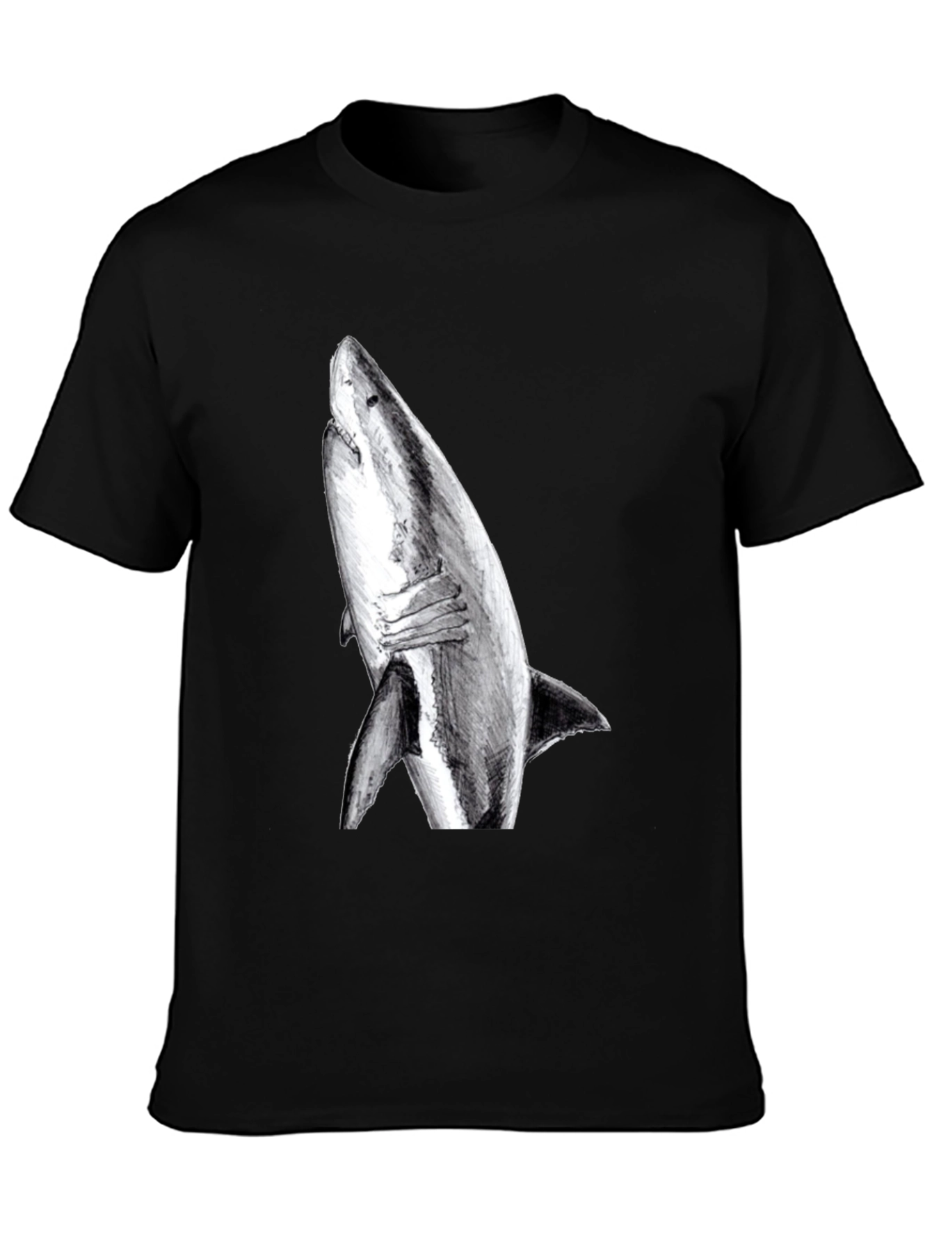 Shark Graphic Print Black T-Shirt