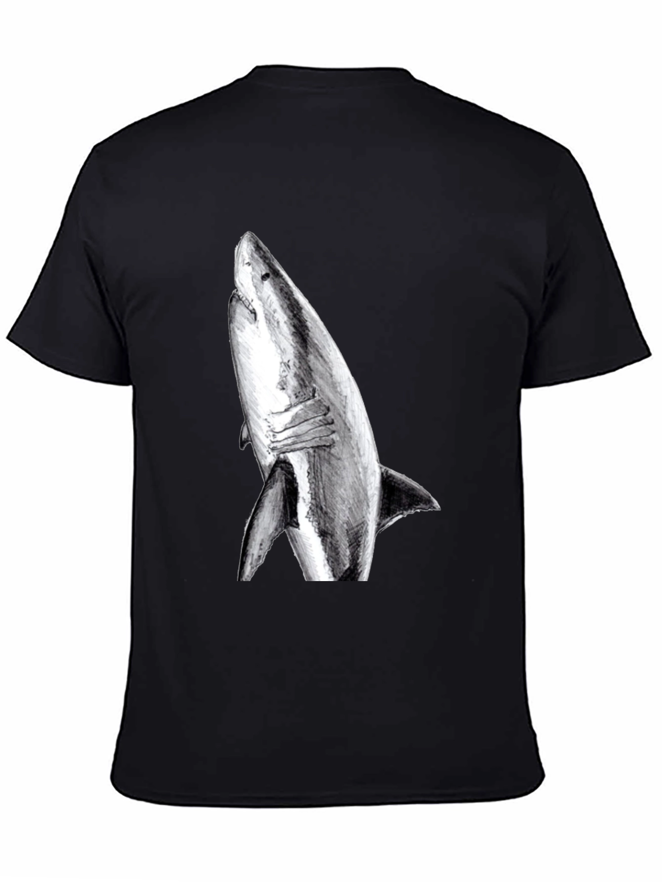 Shark Graphic Print Black T-Shirt