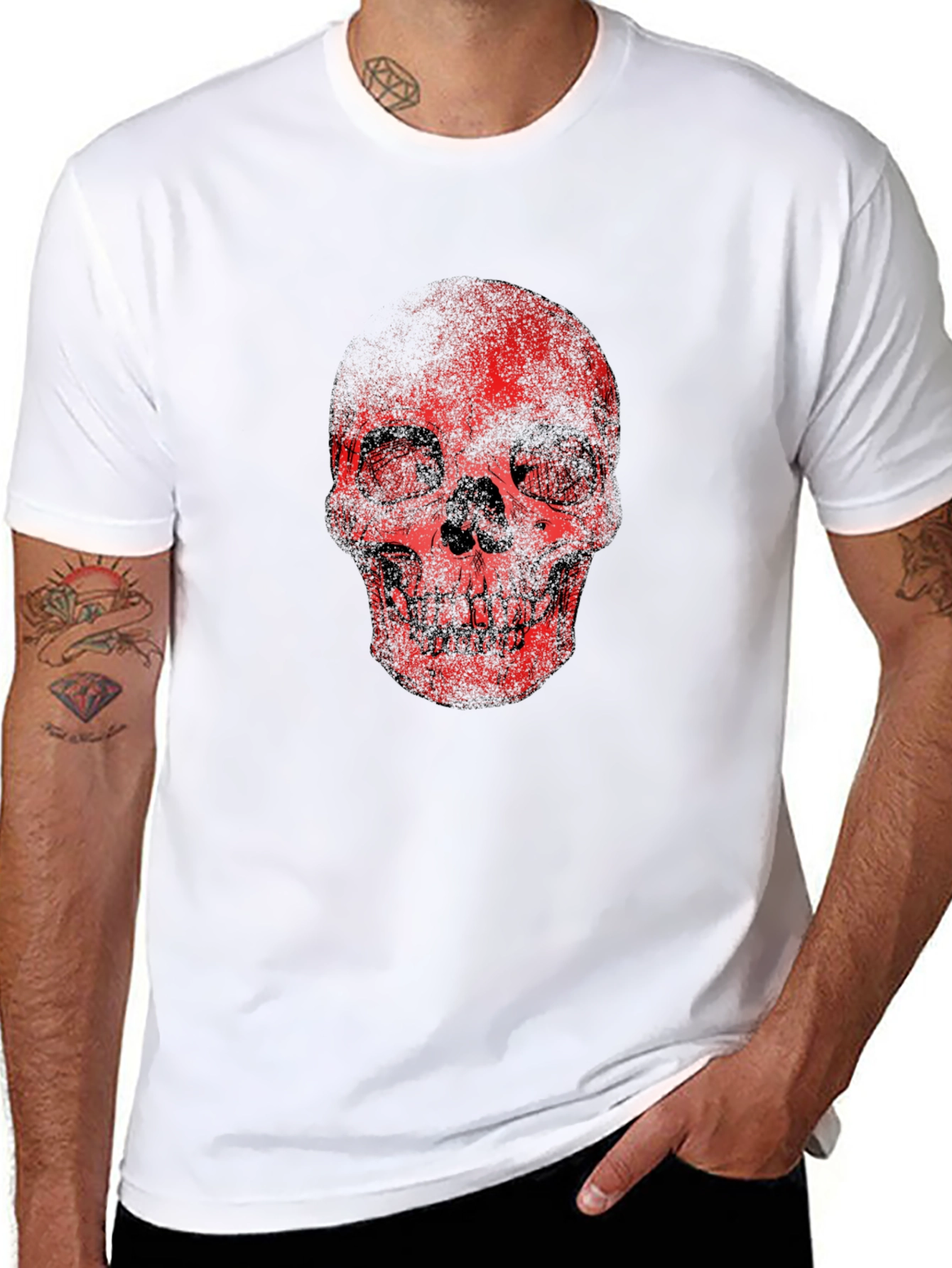 Red Skull Graphic Print Black T-Shirt