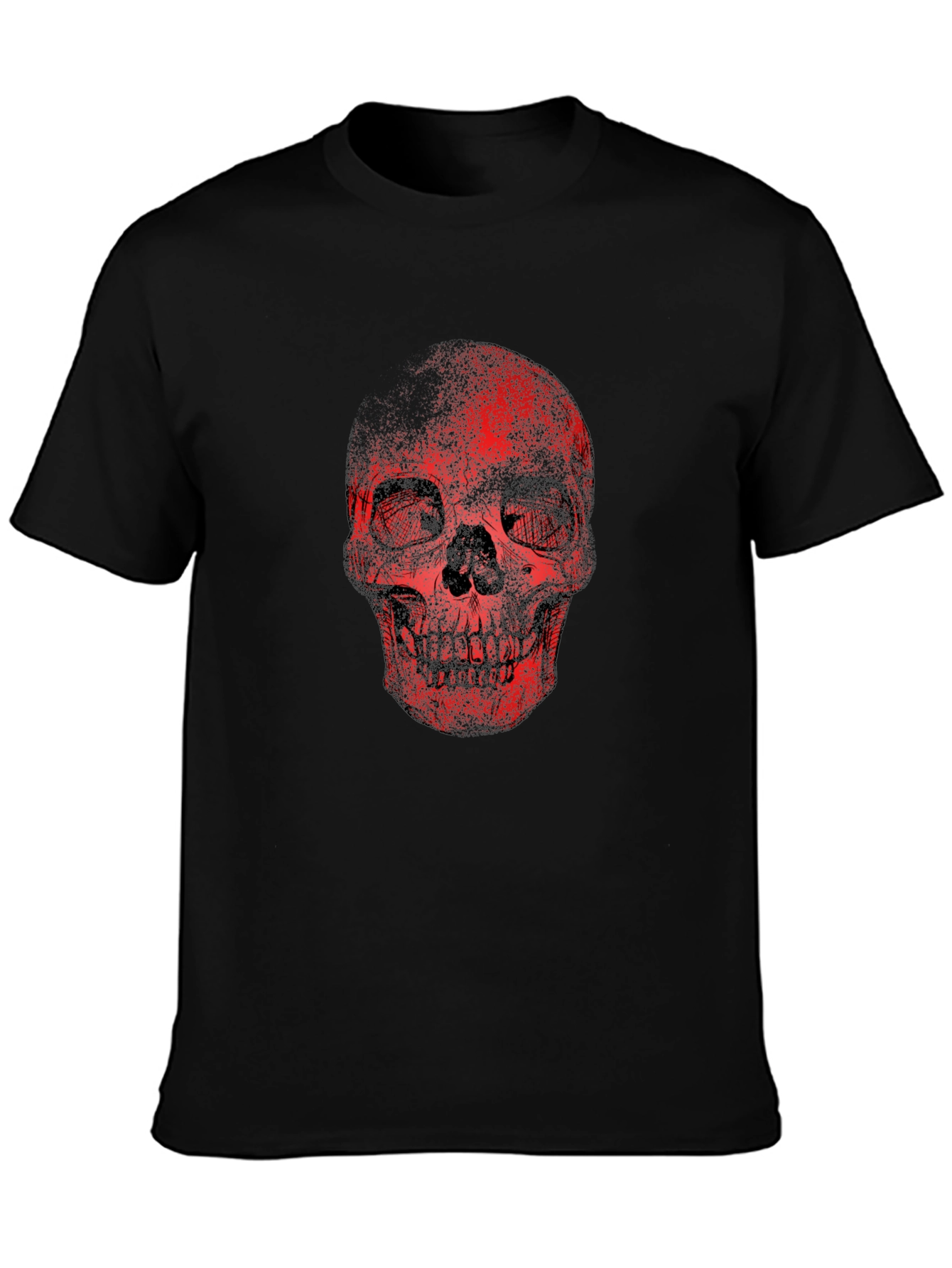 Red Skull Graphic Print Black T-Shirt