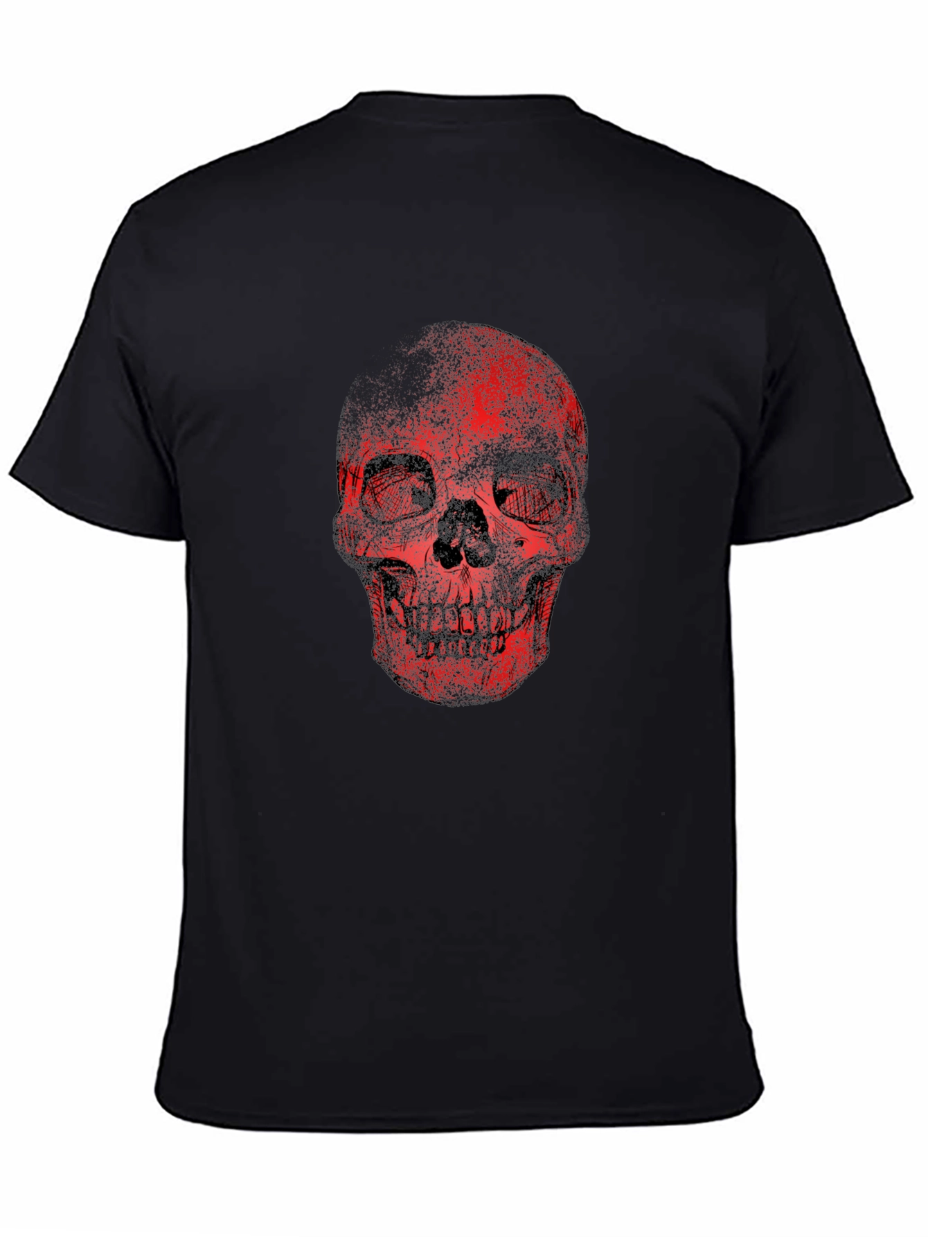 Red Skull Graphic Print Black T-Shirt