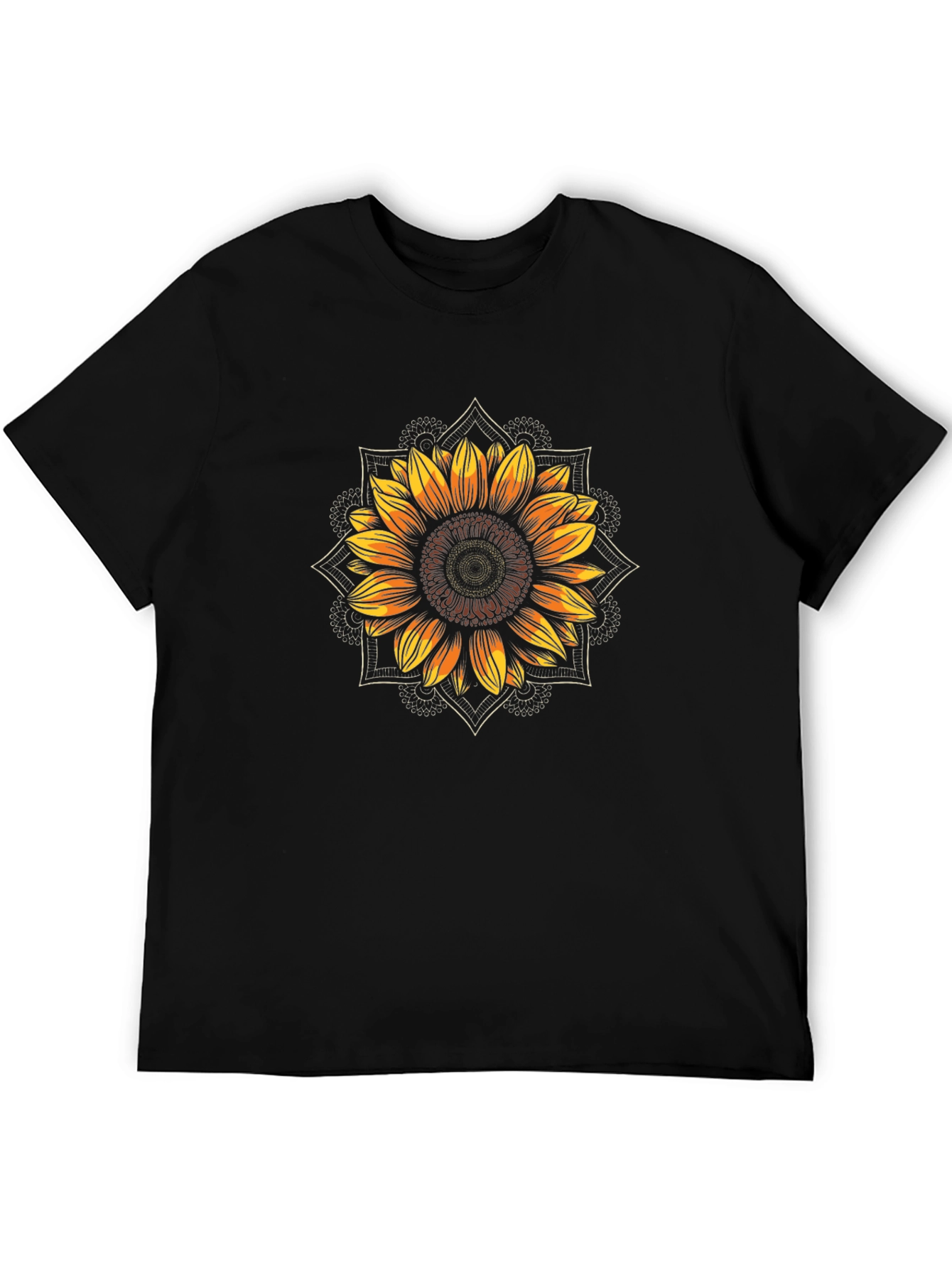 Sunflower Mandala Graphic Print T-Shirt