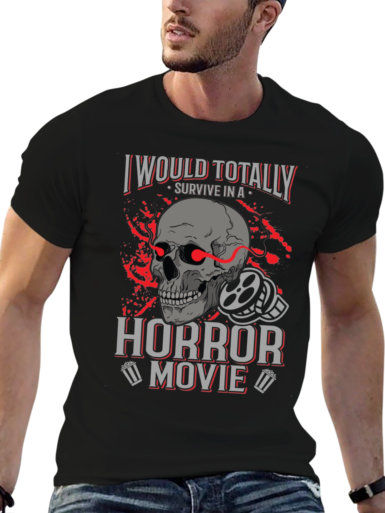 Horror Movie Survivor Graphic T-Shirt