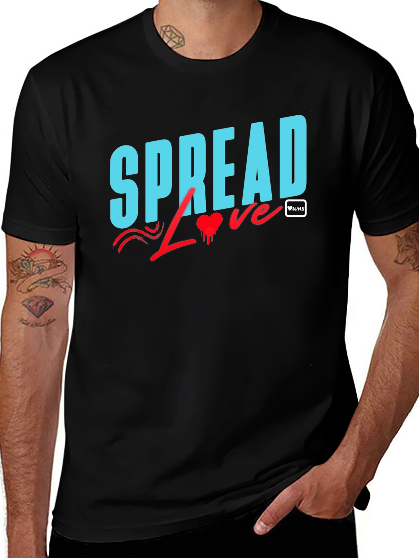 Spread Love Graphic Tee - Black Cotton Casual T-Shirt