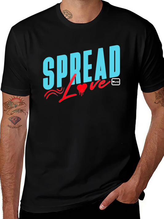 Spread Love Graphic Tee - Black Cotton Casual T-Shirt