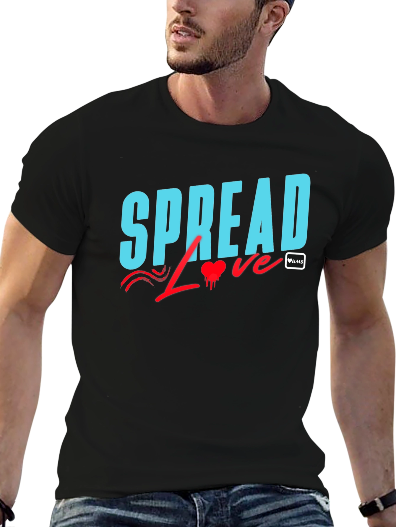 Spread Love Graphic Tee - Black Cotton Casual T-Shirt