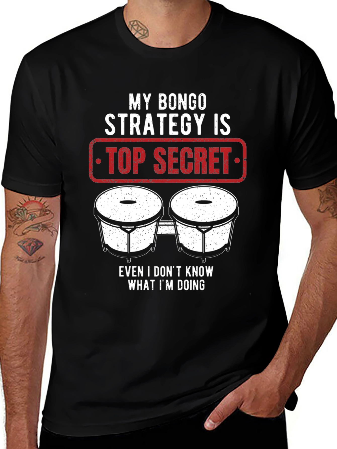 Bongo Strategy T-Shirt - Top Secret Percussionist Tee