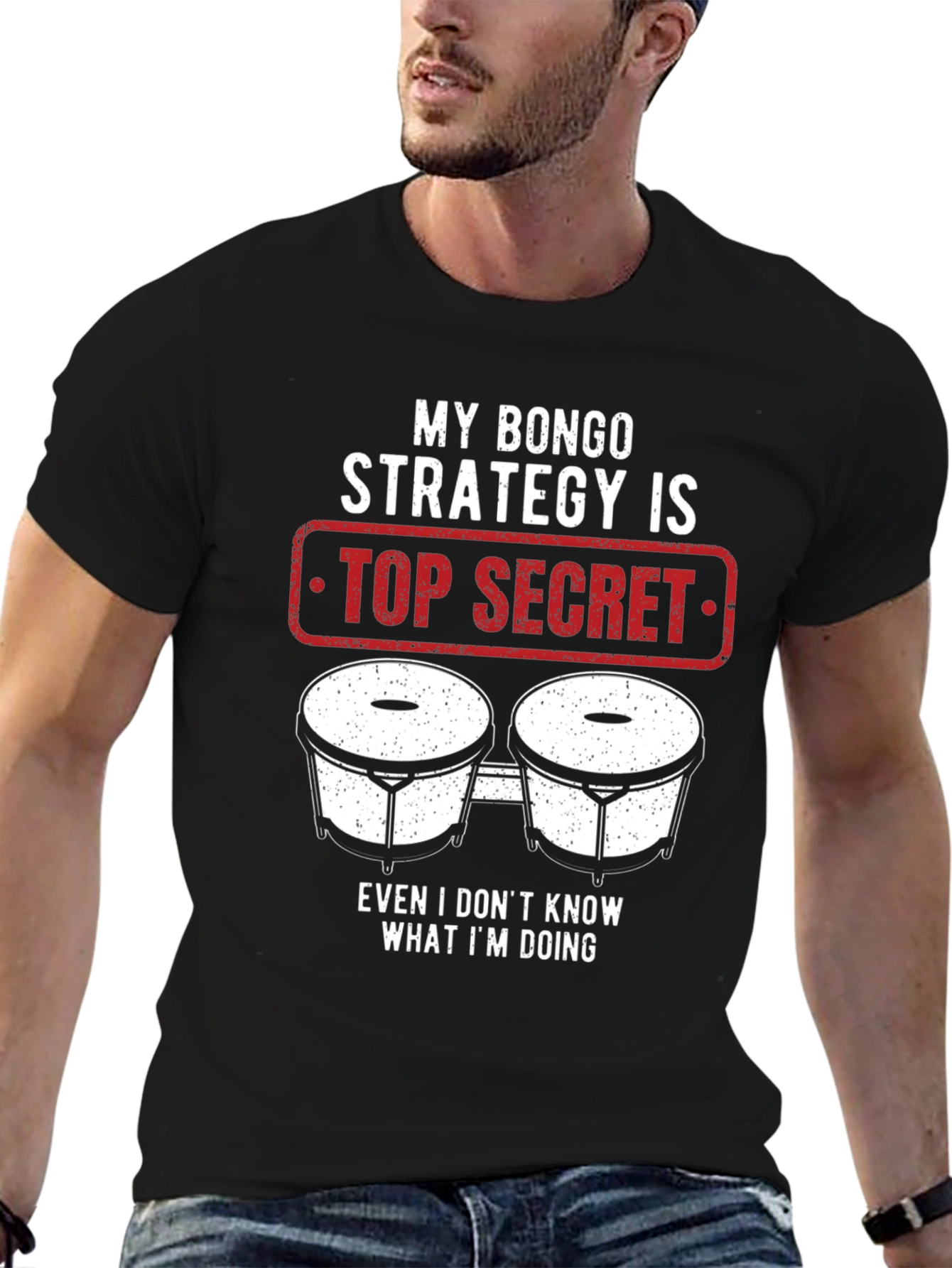 Bongo Strategy T-Shirt - Top Secret Percussionist Tee