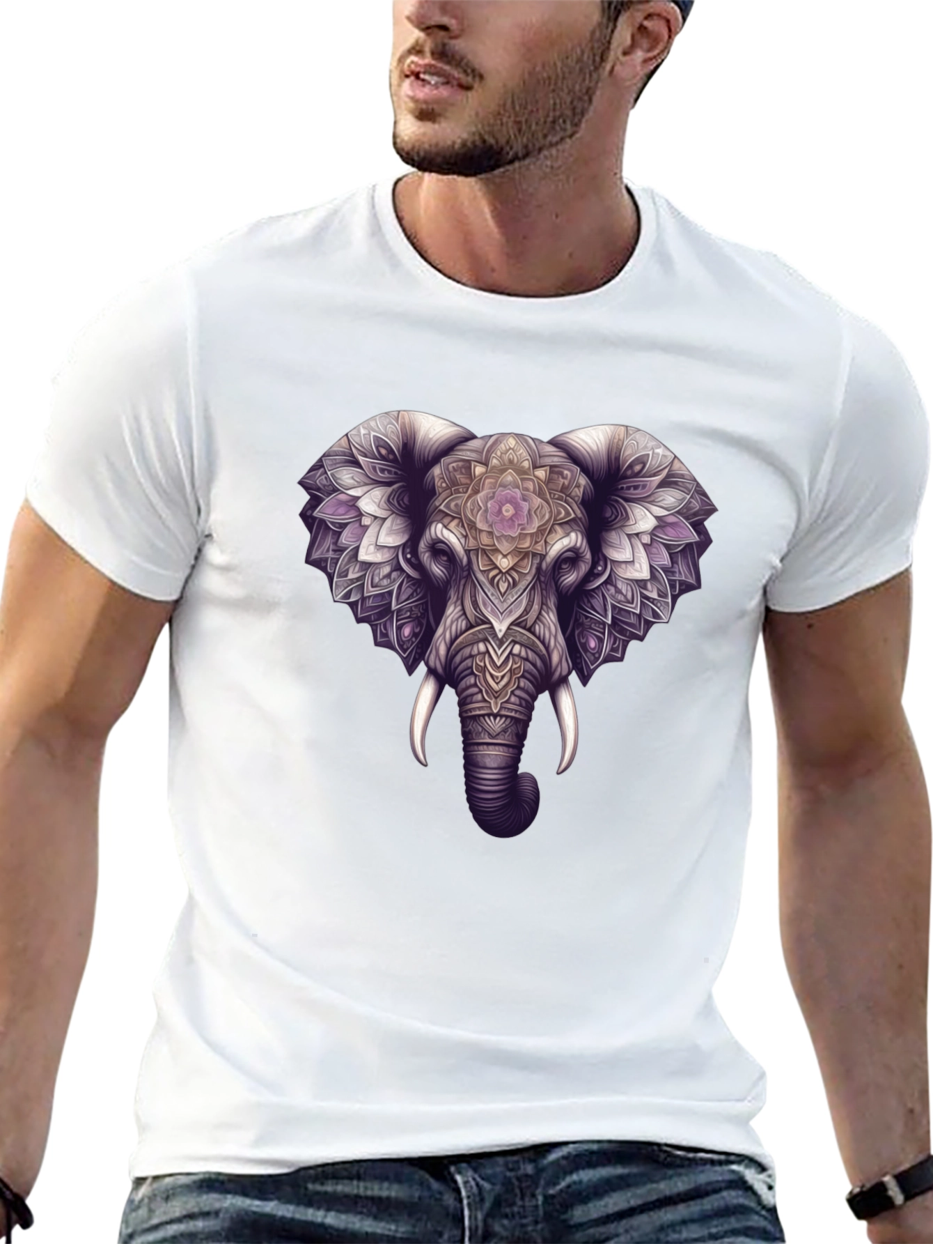 Elephant Mandala Graphic Black Tee