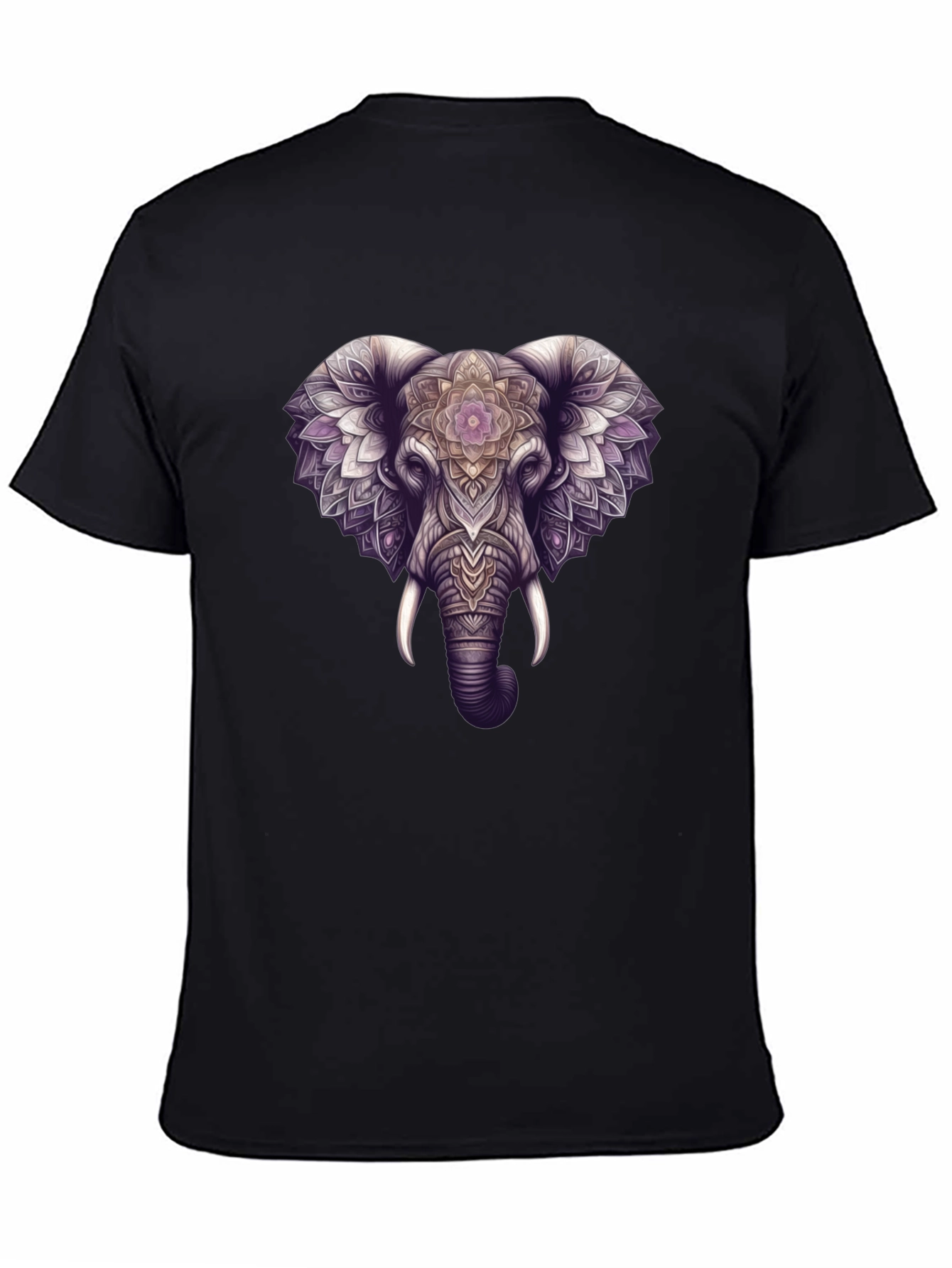 Elephant Mandala Graphic Black Tee