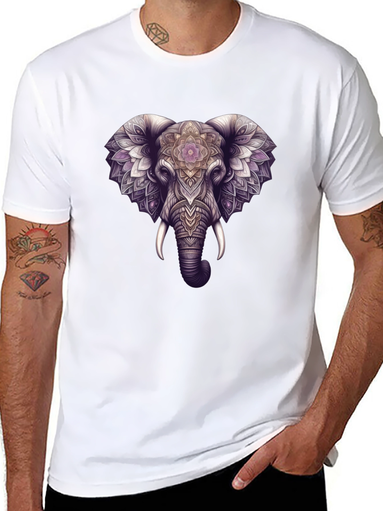 Elephant Mandala Graphic Black Tee