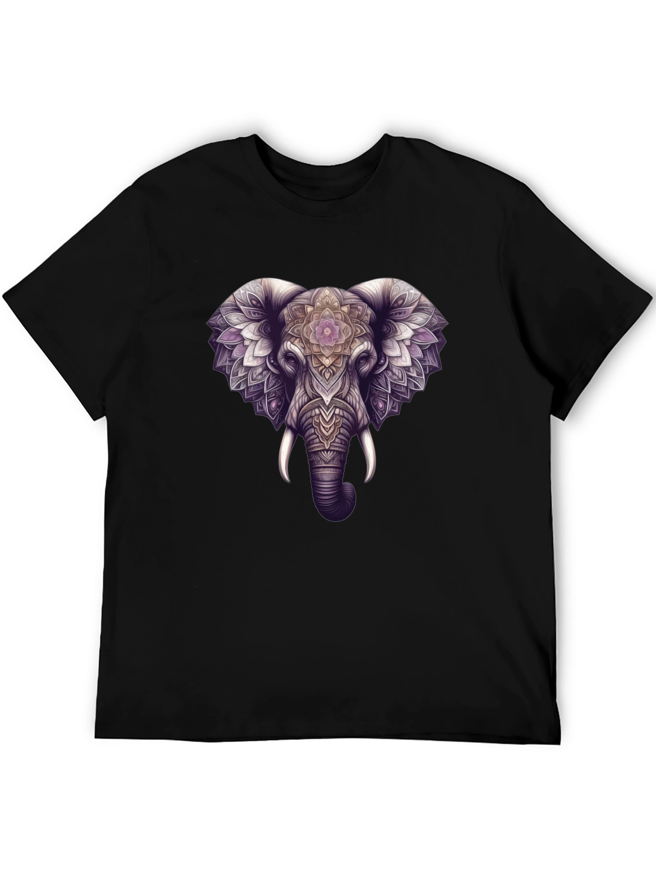 Elephant Mandala Graphic Black Tee