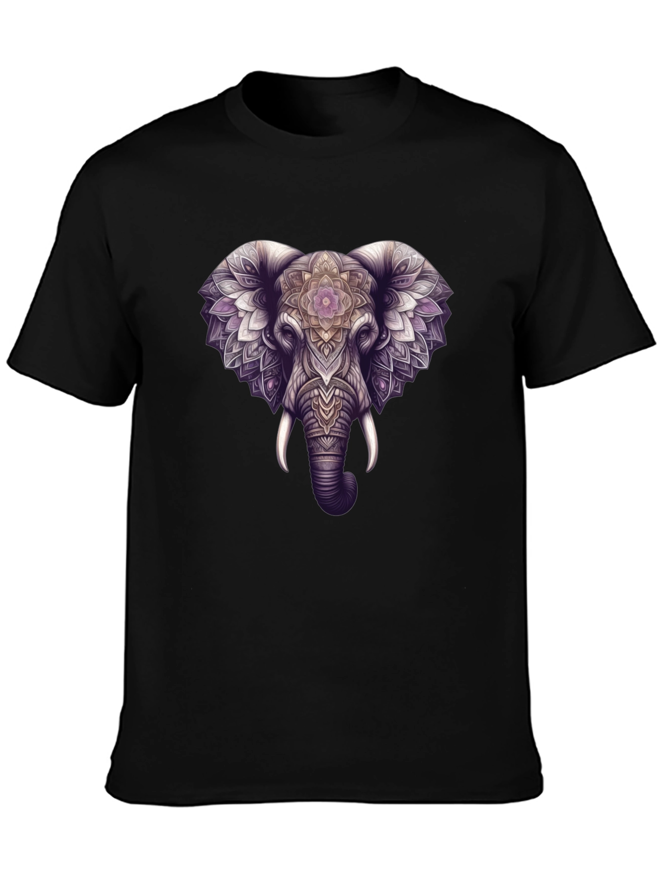 Elephant Mandala Graphic Black Tee