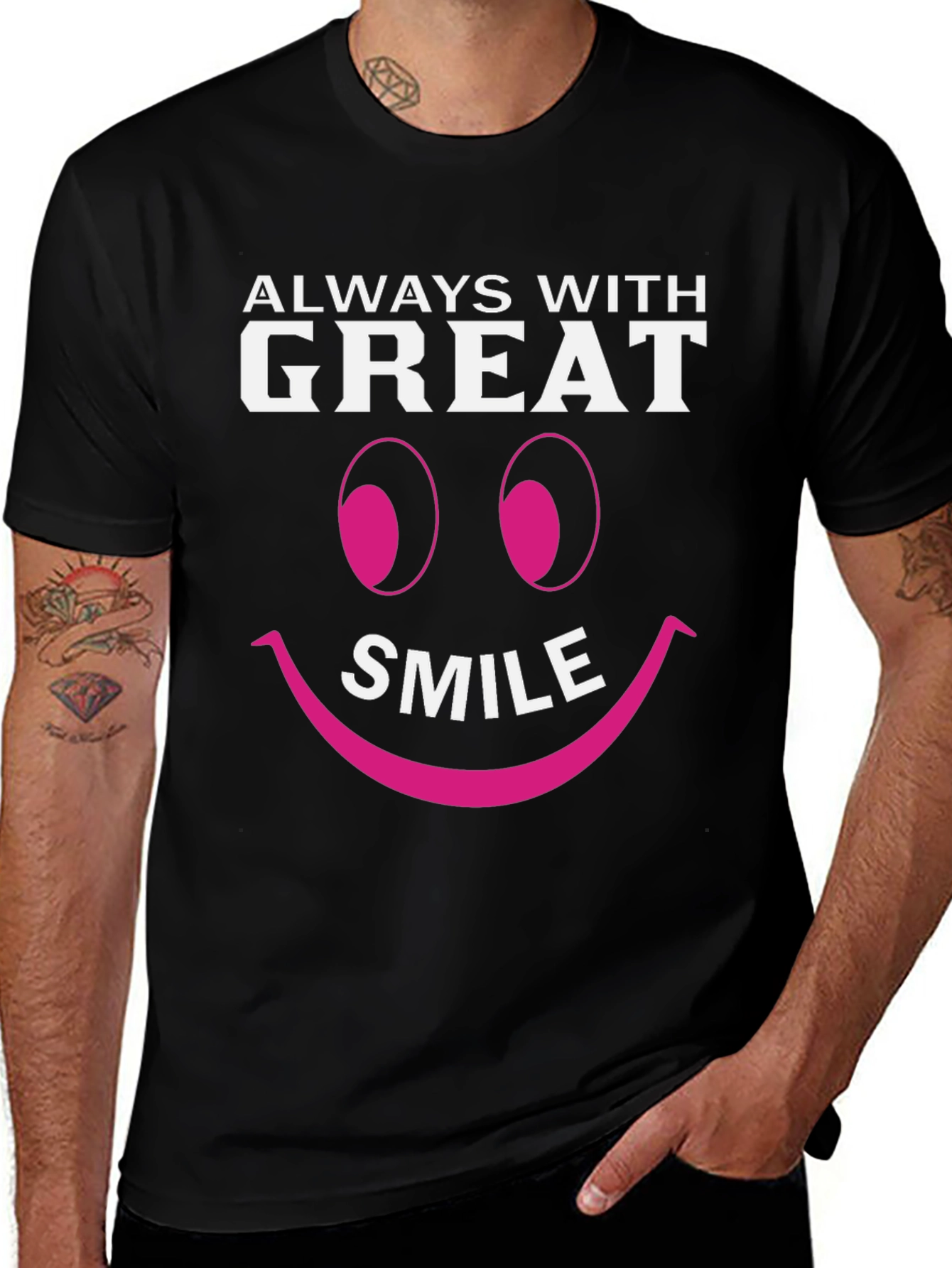 Always With Great Smile Black T-Shirt