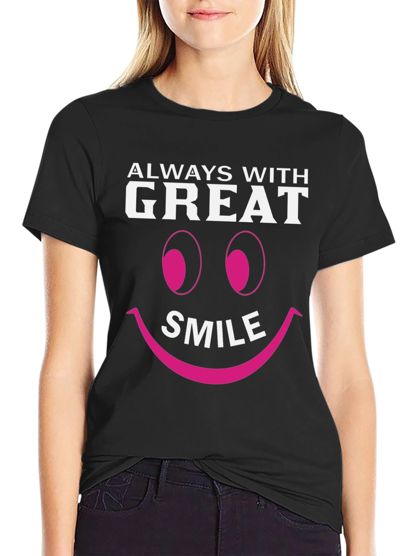Always With Great Smile Black T-Shirt