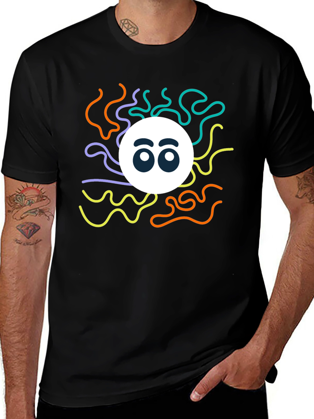 Funky Eyeball Graphic Black T-Shirt