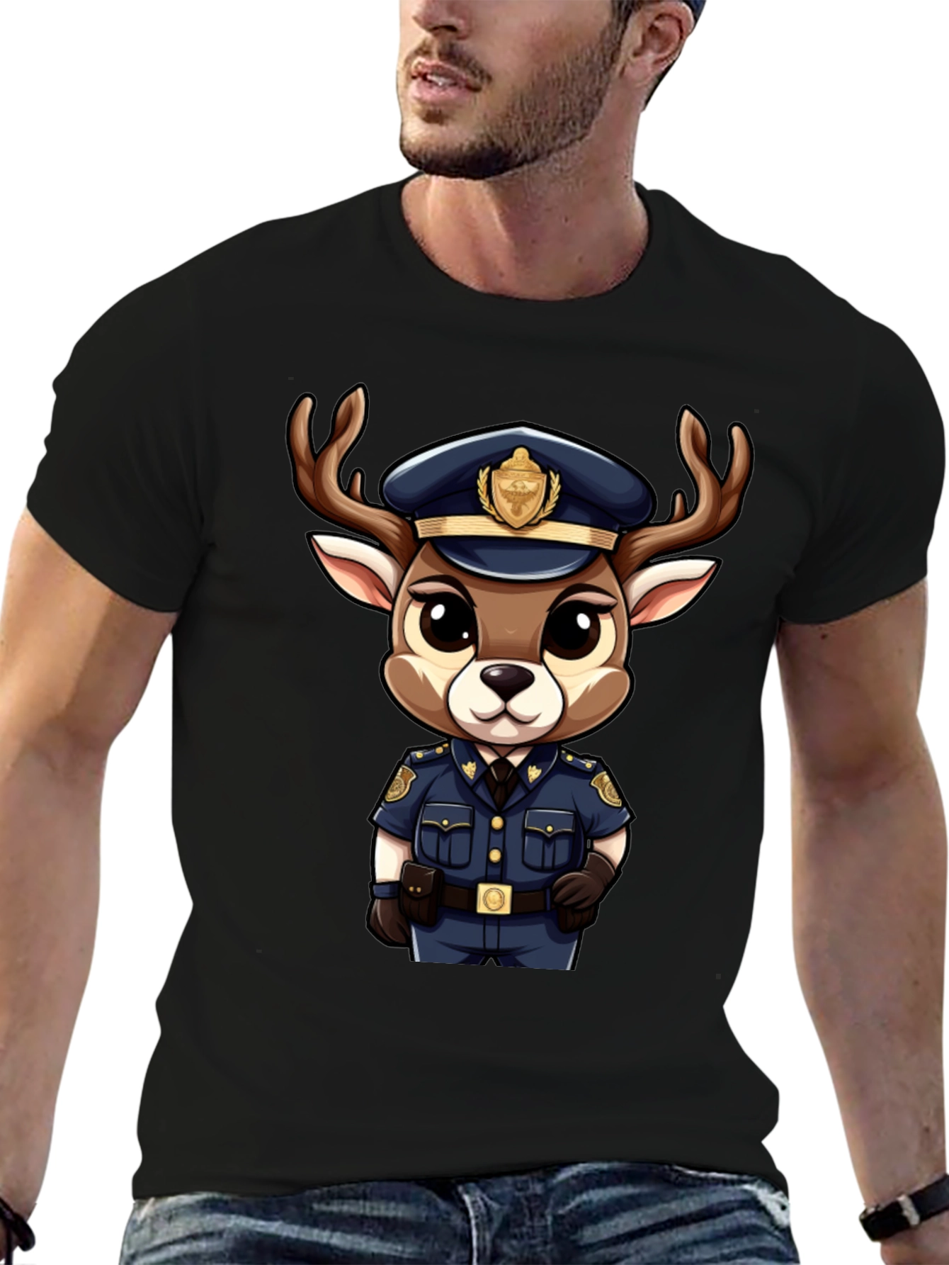 Cartoon Deer Police T-Shirt