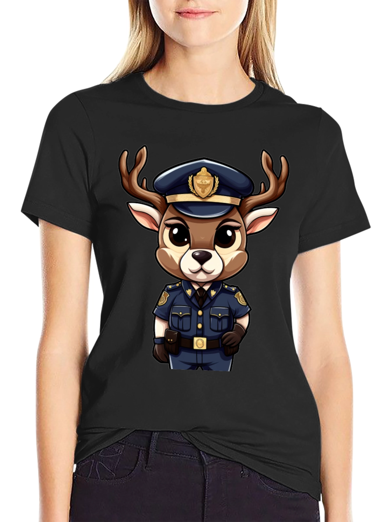Cartoon Deer Police T-Shirt
