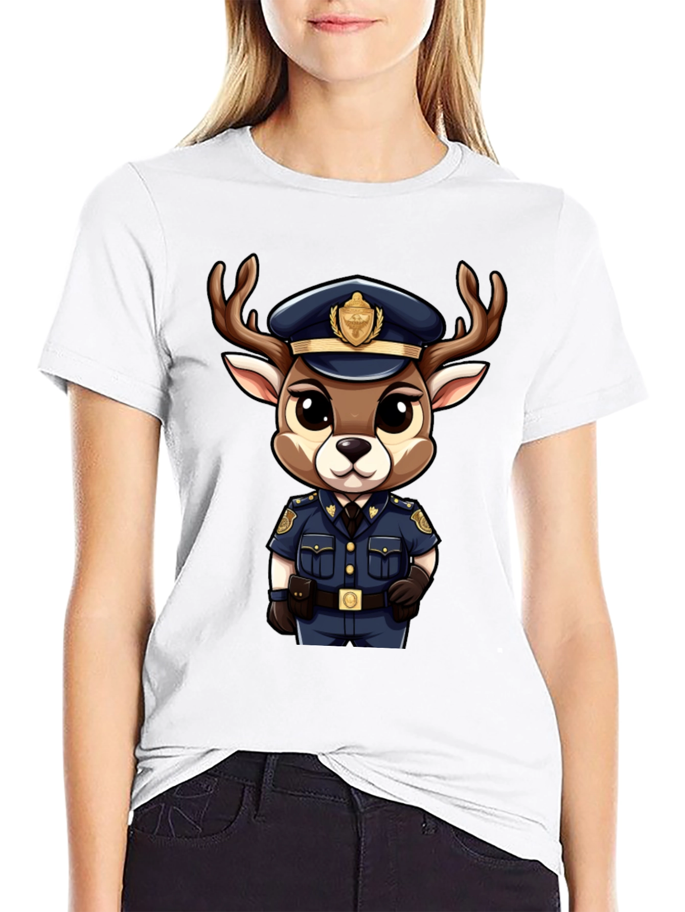 Cartoon Deer Police T-Shirt
