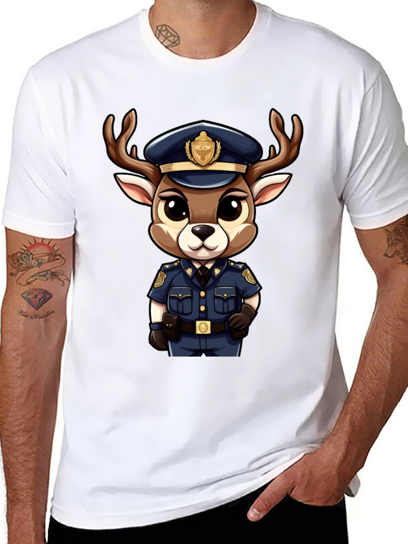 Cartoon Deer Police T-Shirt