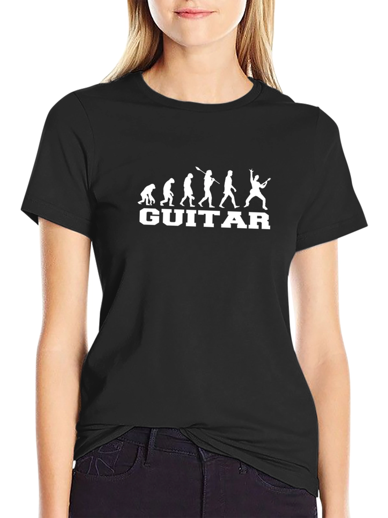 Guitar Evolution Black T-Shirt Music Lover Tee